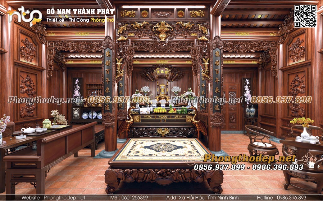 Nội thất nhà gỗ 3 gian lim nam phi đẳng cấp